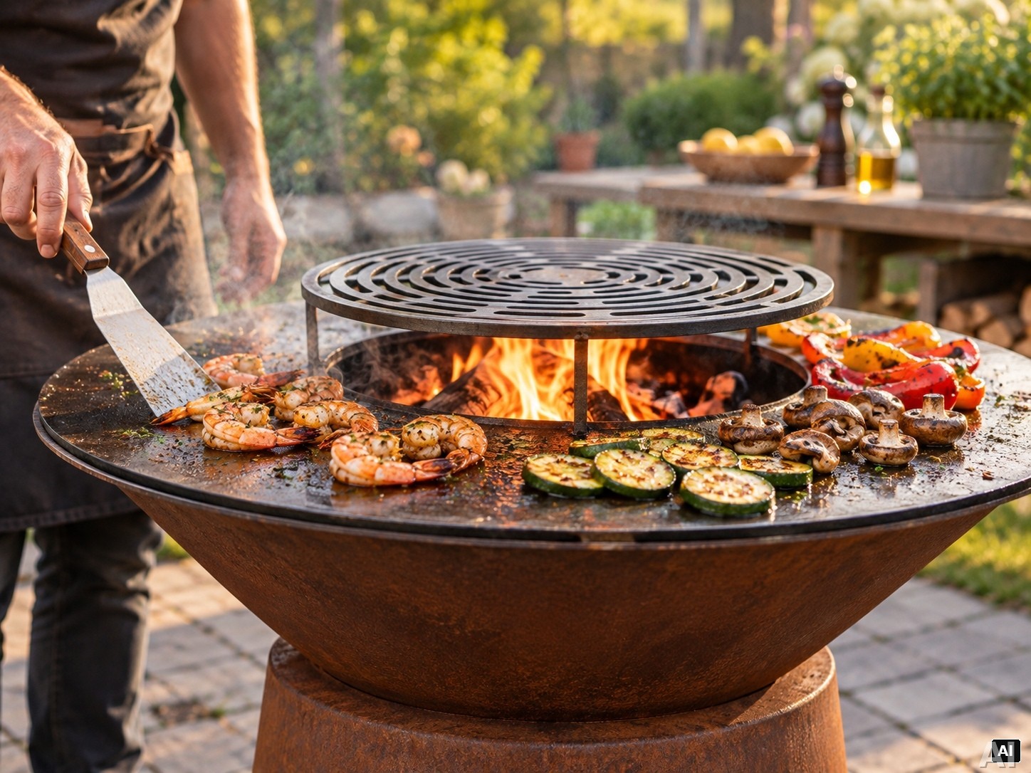 Plancha-Grillabend im Sonnenuntergang
