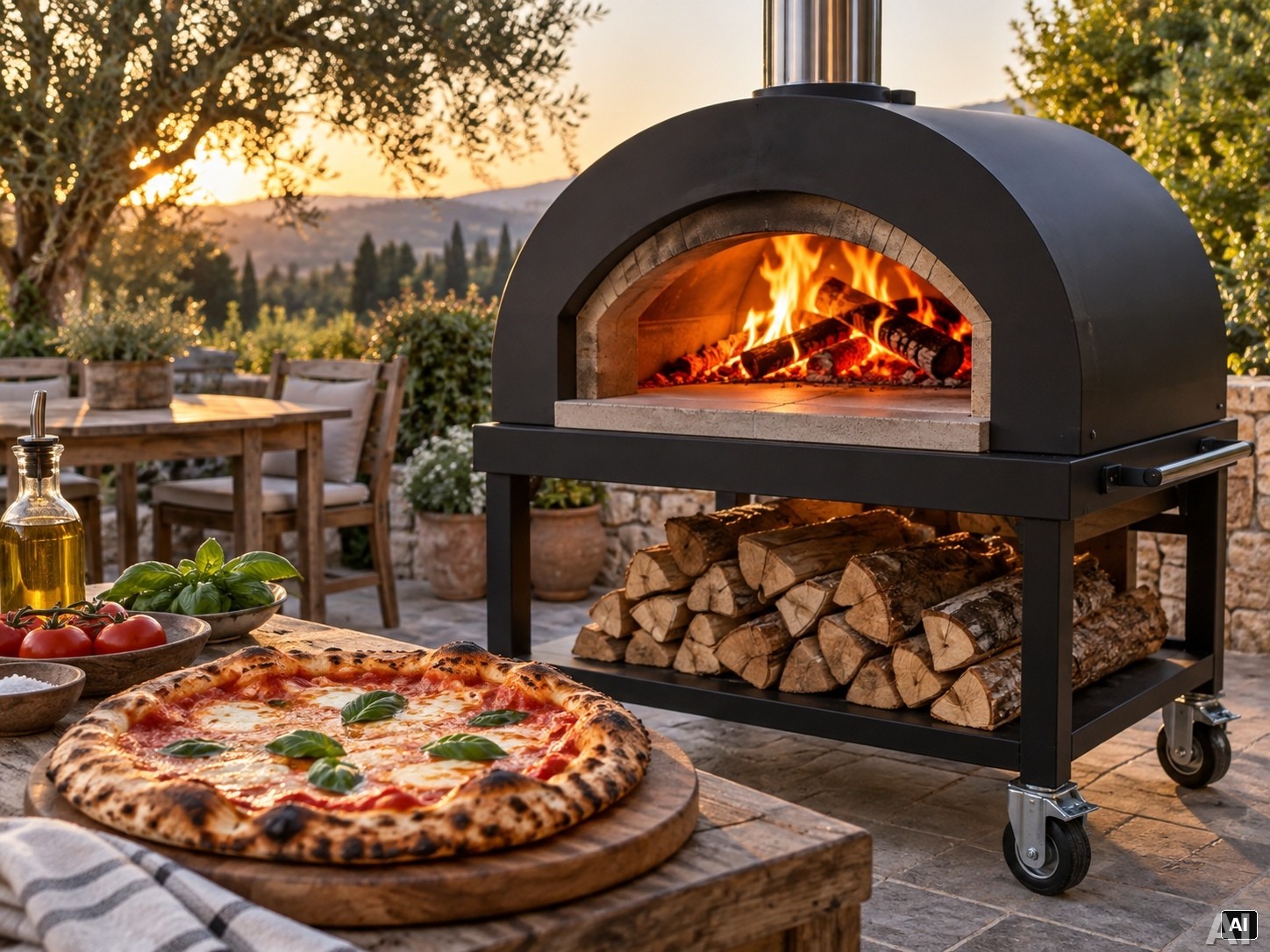 Gartenküche mit Holzofenpizza