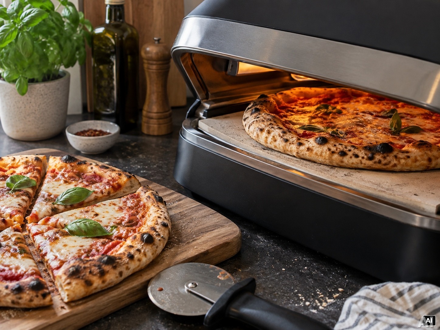 Hausgemachte Pizza aus dem Pizzaofen