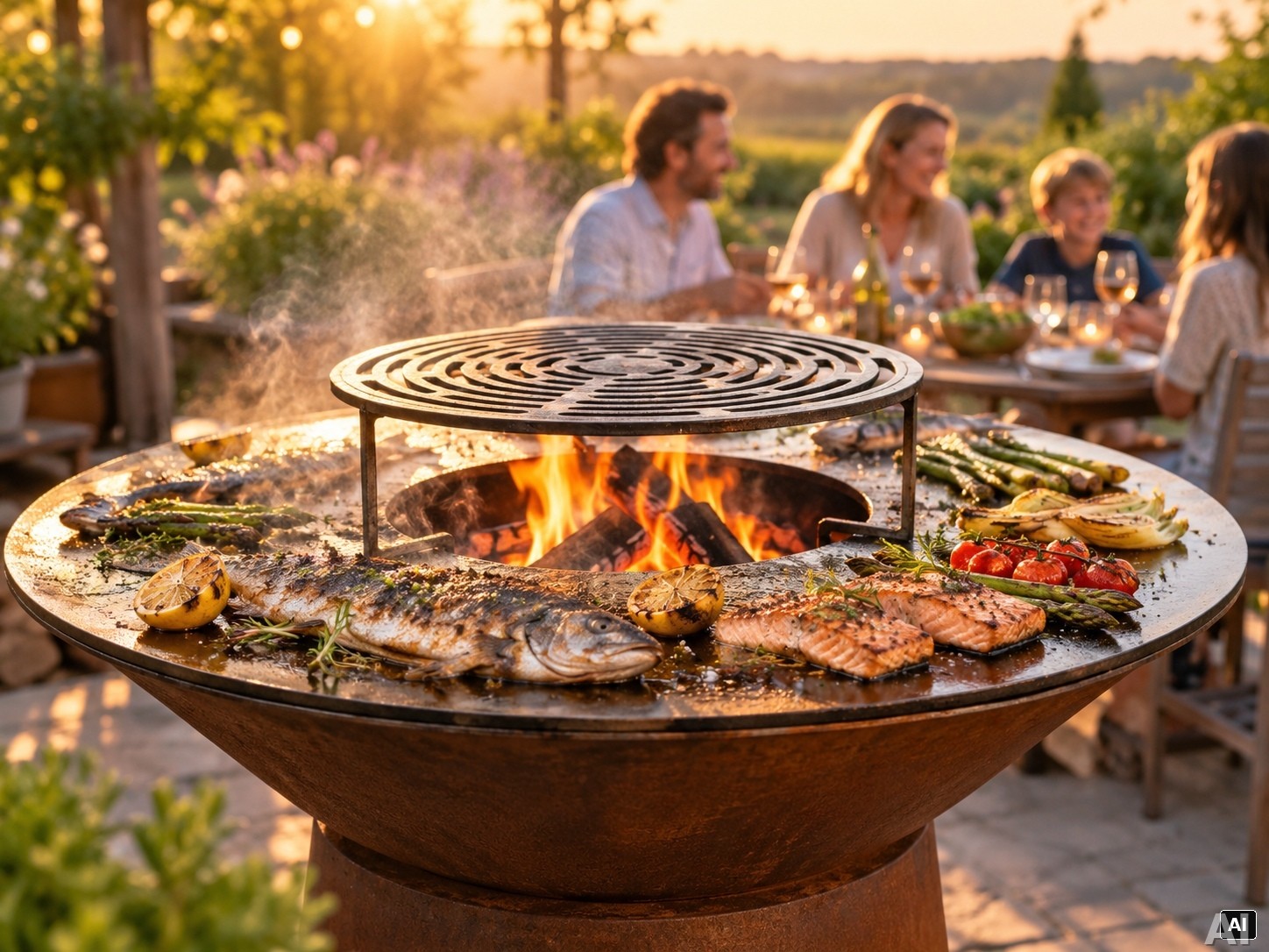 Gemütlicher Grillabend an der Feuer-Plancha