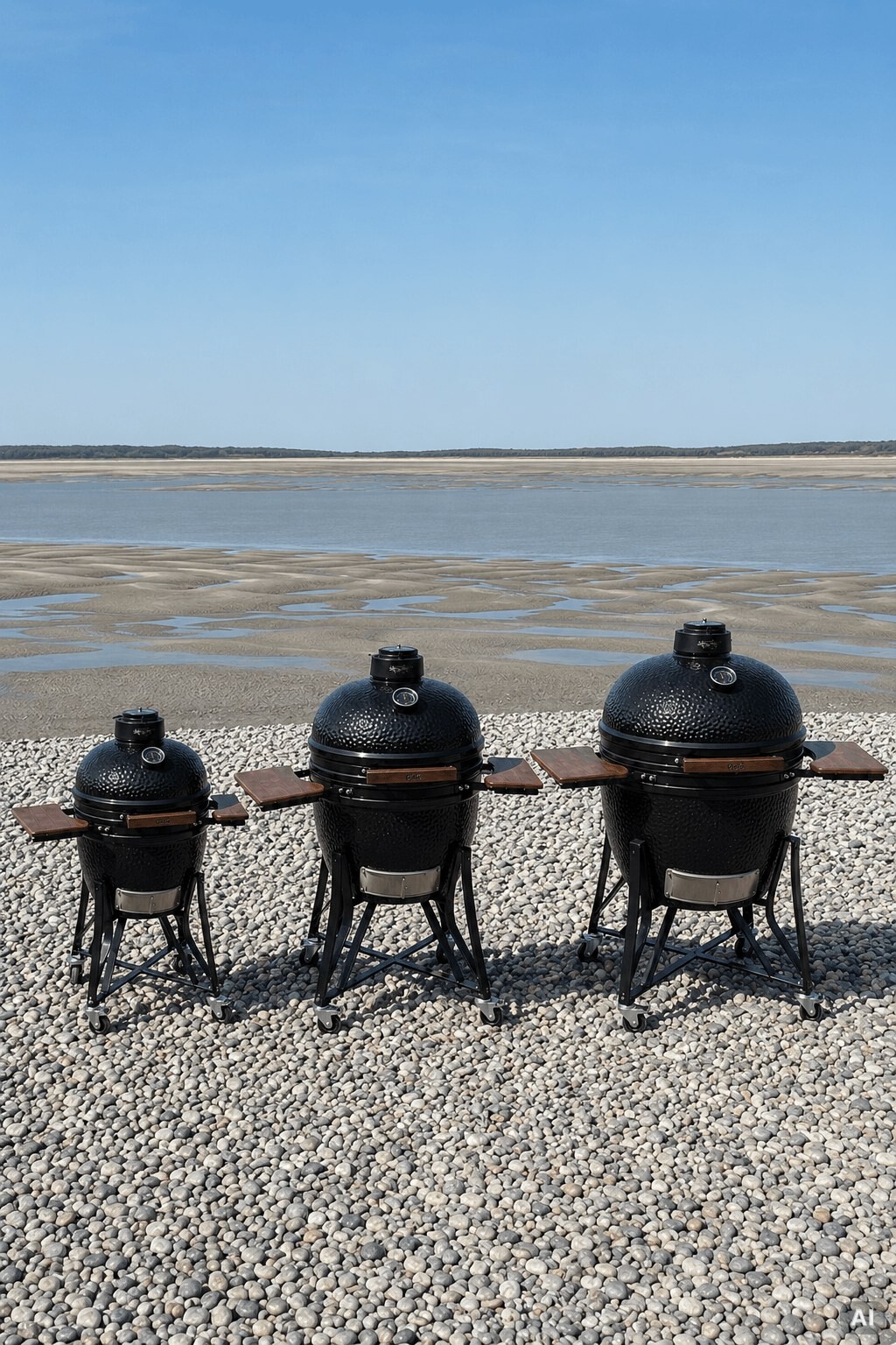 Verschiedene Kamado-Größen und Produkte im Vergleich.