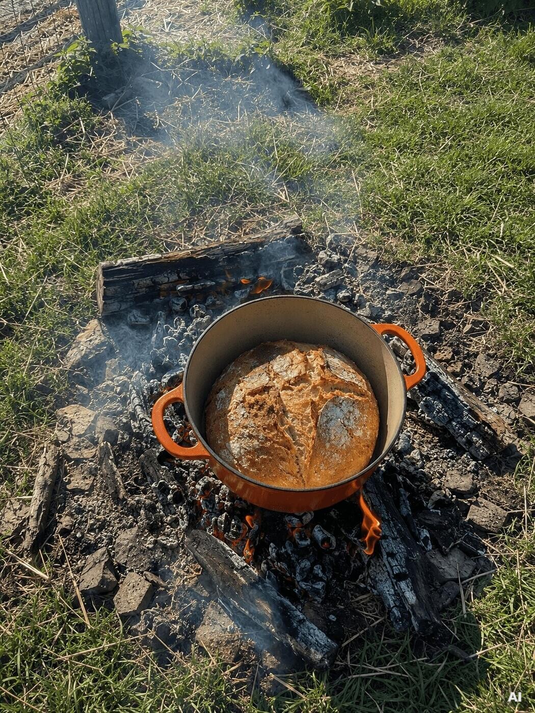 Dutch Oven Brot über offenem Feuer
